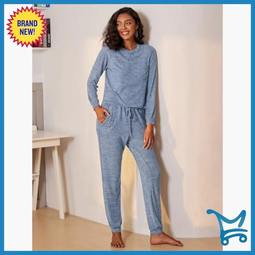 Soft Long Sleeve Pajama Set with Pockets, Relaxed Fit, XXL